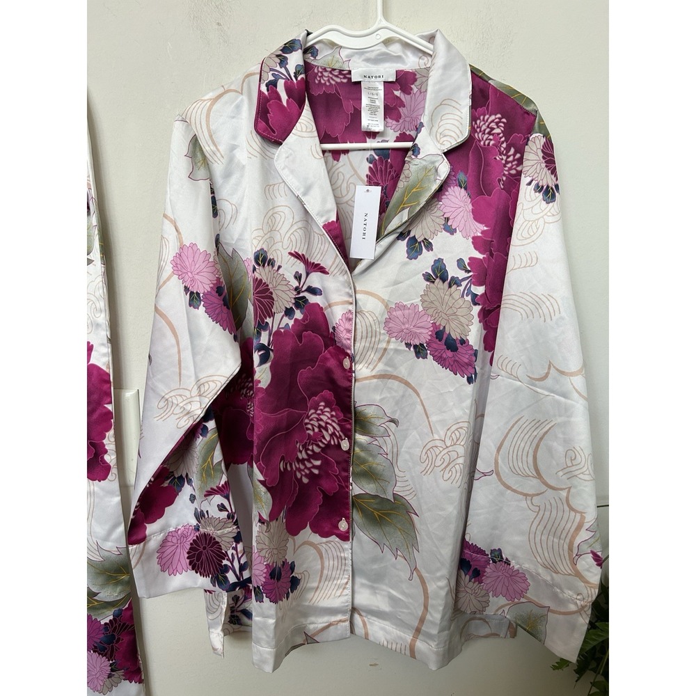 NWT Natori Peony Blossom Satin Pajama Set L Luxury Floral Coquette Sleepwear - Picture 3 of 8